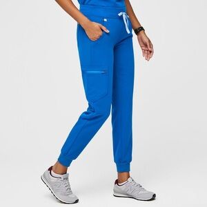 Figs Royal Blue High Waisted Zamora Jogger Scrub Pants Hospital Petite Length